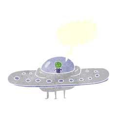 retro speech bubble cartoon flying saucer