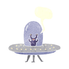 retro speech bubble cartoon flying saucer