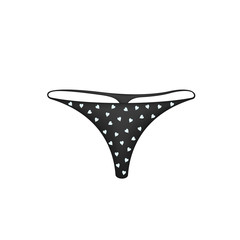 Women's panties in black design with white hearts 