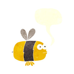 retro speech bubble cartoon bee