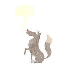 retro speech bubble cartoon wolf