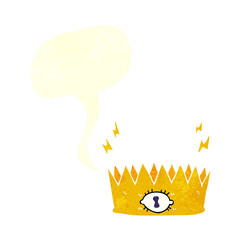 retro speech bubble cartoon magic crown