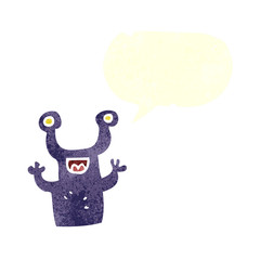 retro speech bubble cartoon little alien