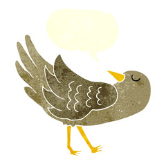 retro speech bubble cartoon bird