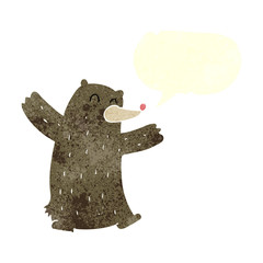 retro speech bubble cartoon bear