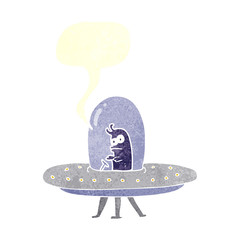 retro speech bubble cartoon flying saucer
