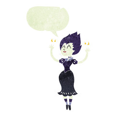 retro speech bubble cartoon vampire girl
