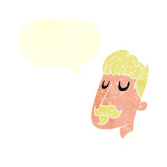 retro speech bubble cartoon man with mustache