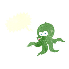 retro speech bubble cartoon octopus