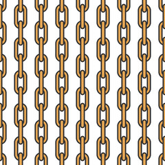 Seamless pattern of golden chains, vertically directed chains