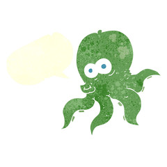 retro speech bubble cartoon octopus