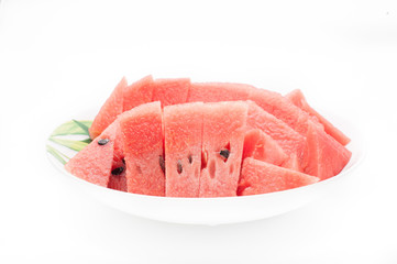 Slice of watermelon on white background