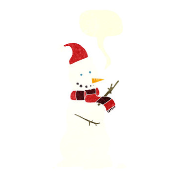 retro speech bubble cartoon snowman