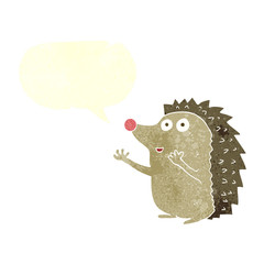 retro speech bubble cartoon cute hedgehog