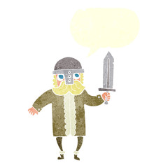 retro speech bubble cartoon saxon warrior
