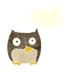 retro speech bubble cartoon owl