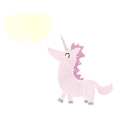 retro speech bubble cartoon unicorn