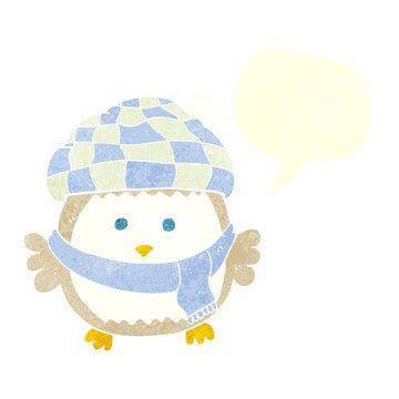 retro speech bubble cartoon cute little owl