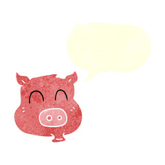 retro speech bubble cartoon pig