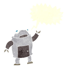 retro speech bubble cartoon robot