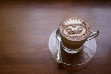Hot art Latte Coffee in the table