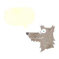 retro speech bubble cartoon wolf head