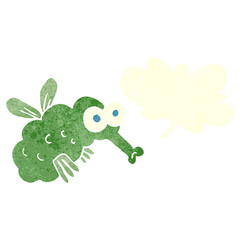 retro speech bubble cartoon fly