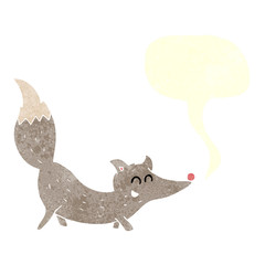 retro speech bubble cartoon little wolf