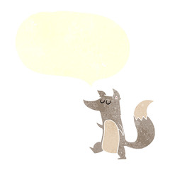retro speech bubble cartoon little wolf
