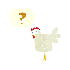 retro speech bubble cartoon confused chicken