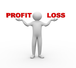 3d man balance profit and loss