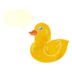 retro speech bubble cartoon rubber duck