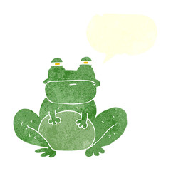 retro speech bubble cartoon frog