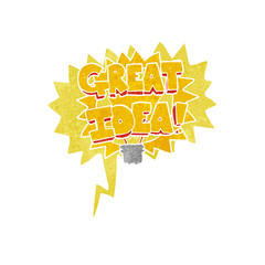 retro speech bubble cartoon GREAT IDEA! symbol