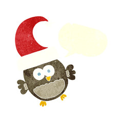 retro speech bubble cartoon little christmas owl