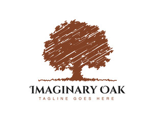 imaginary oak logo in scribble marker ballpoint render style	