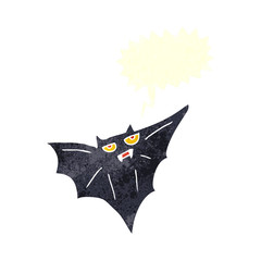 retro speech bubble cartoon halloween bat