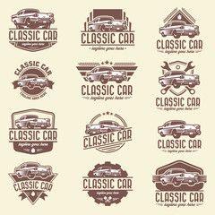 Vector car logo set, classic car logo template