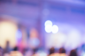 Blurred background, Bokeh lighting in concert with audience, Music showbiz concept, vintage filtered image.
