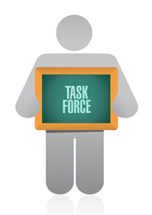 task force holding sign concept illustration