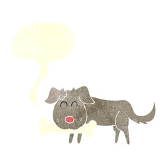 retro speech bubble cartoon dog with bone