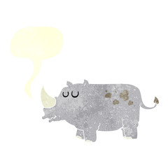 retro speech bubble cartoon rhino
