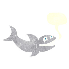 retro speech bubble cartoon shark