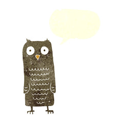 retro speech bubble cartoon owl