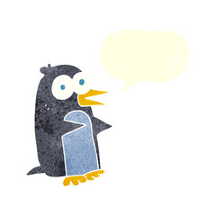 retro speech bubble cartoon penguin