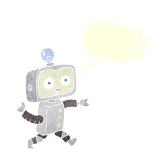 retro speech bubble cartoon robot
