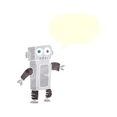 retro speech bubble cartoon robot