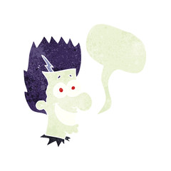 retro speech bubble cartoon grinning vampire