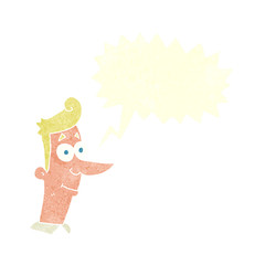 retro speech bubble cartoon smiling man