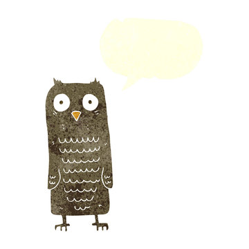 retro speech bubble cartoon owl